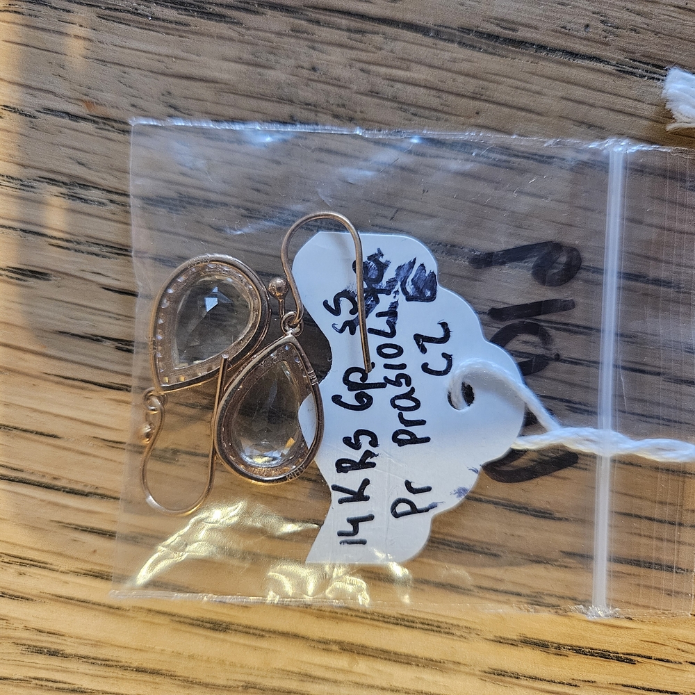 Gold and Clear Teardrop Earrings